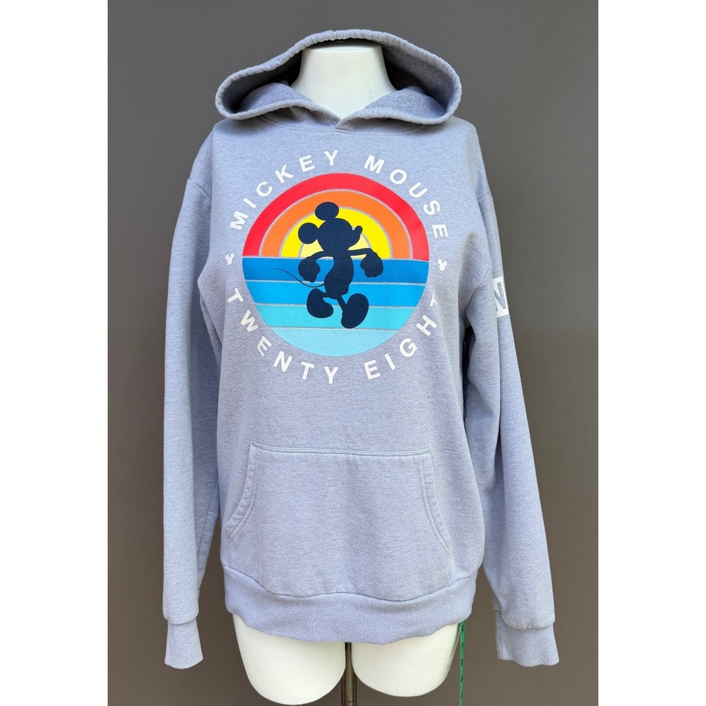 Neff Disney Mickey Mouse Hoodie Large Gray Rainbow Sunset Graphic Skate Sweater